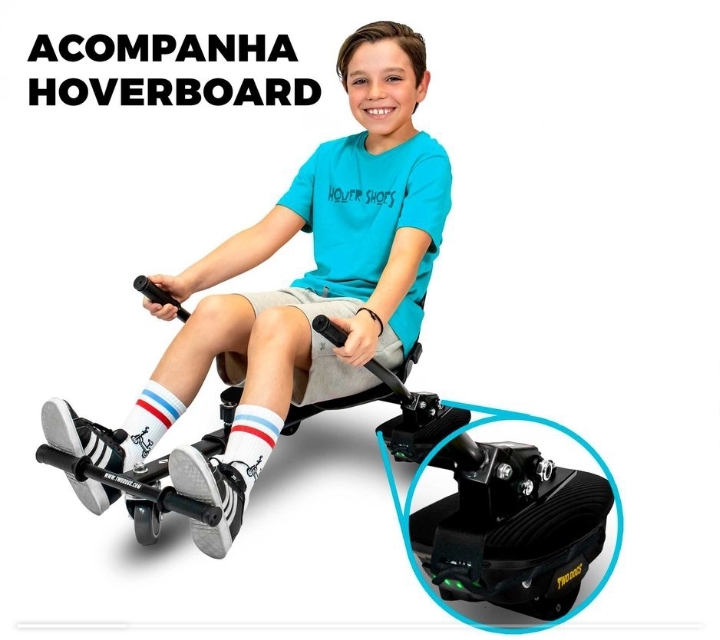 Foto do produto Go Kart + Hover Shoes Hoverkart Carrinho p/ Hoverboard